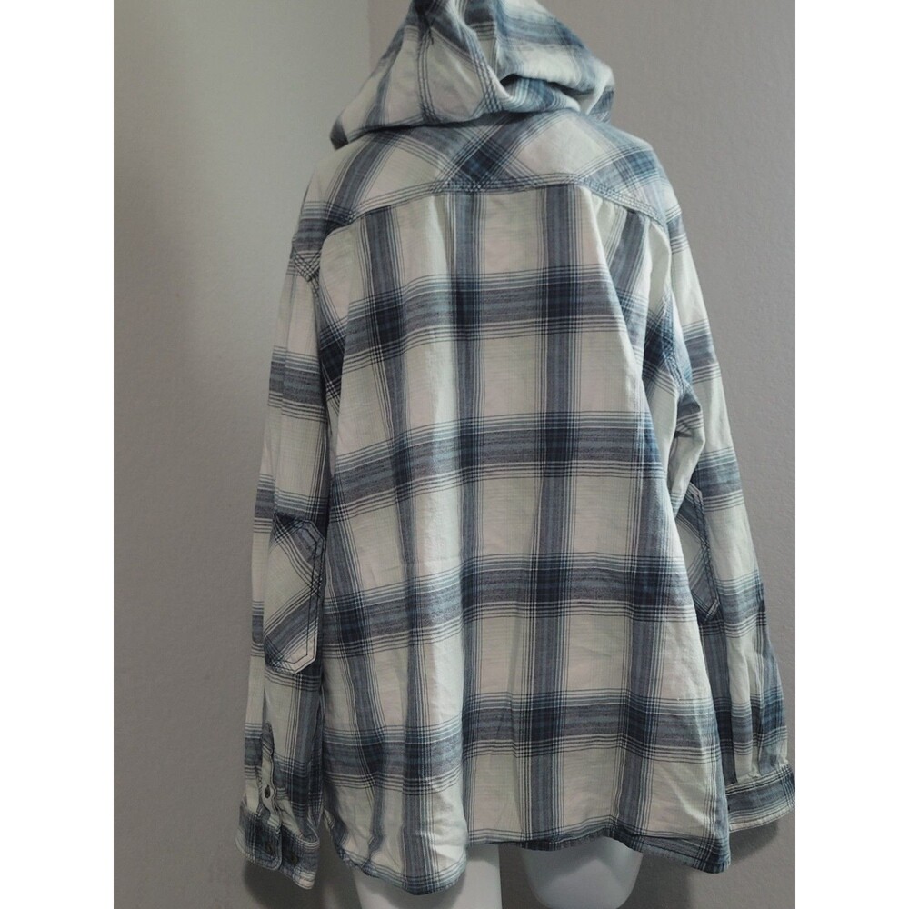 Carhartt XXL size 20 button front hoodie top tunic plaid pockets longsleeve - Picture 4 of 14